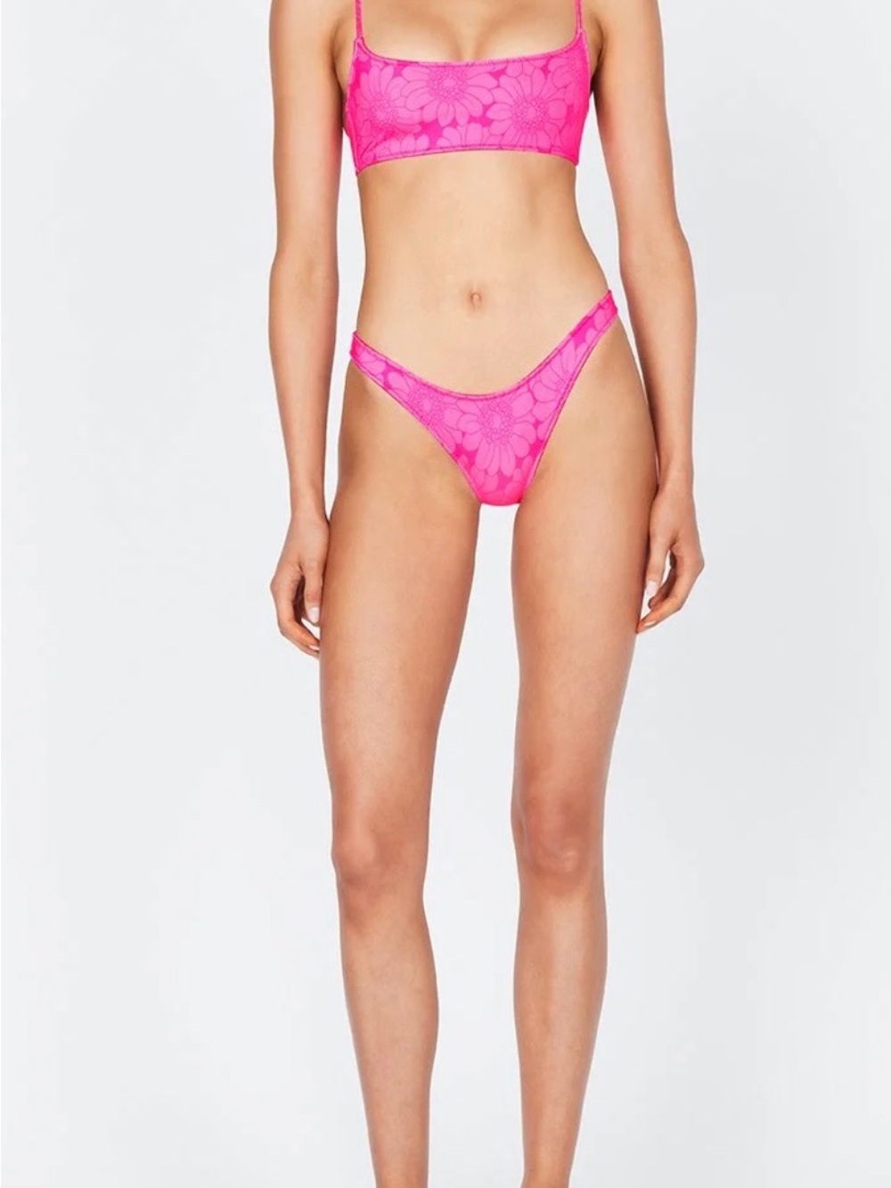 triangl swimwear Neon Pink Floral Scoop Bikini Set